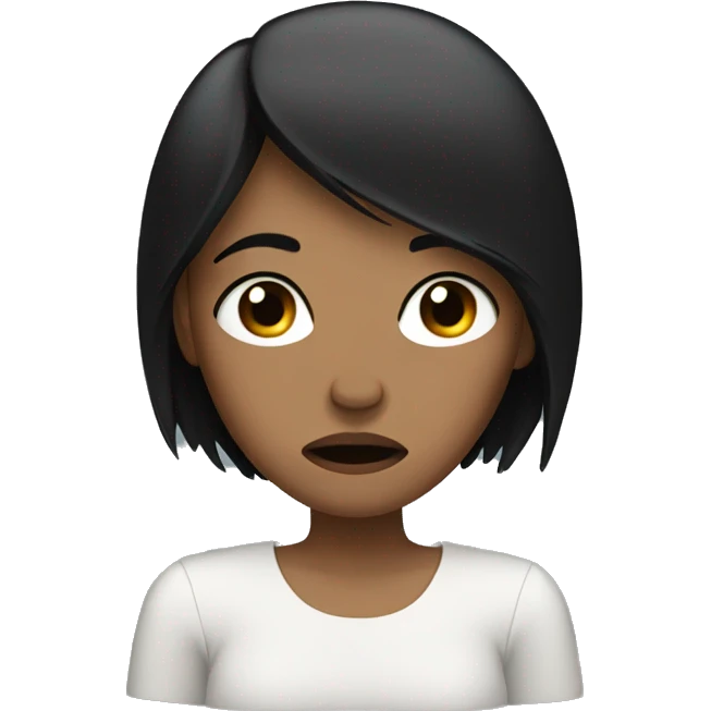 Women with black hair crying emoji
