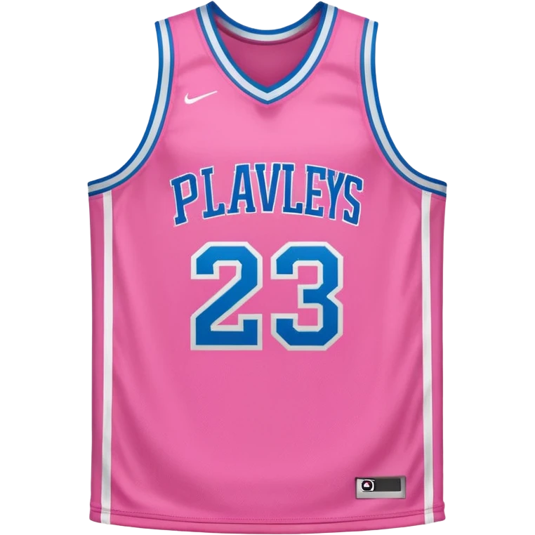 pink basketball jersey with the text PLAVLEYS 23 and a pattern emoji