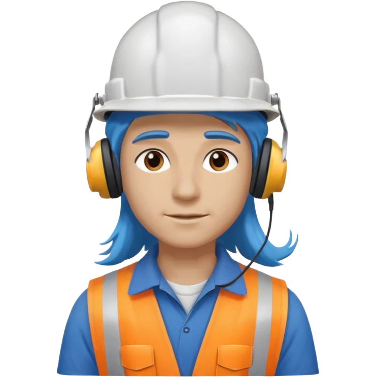 construction worker with long blue hair and headphones emoji