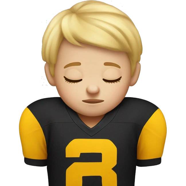Little blonde kid in Steelers jersey sleeping  emoji