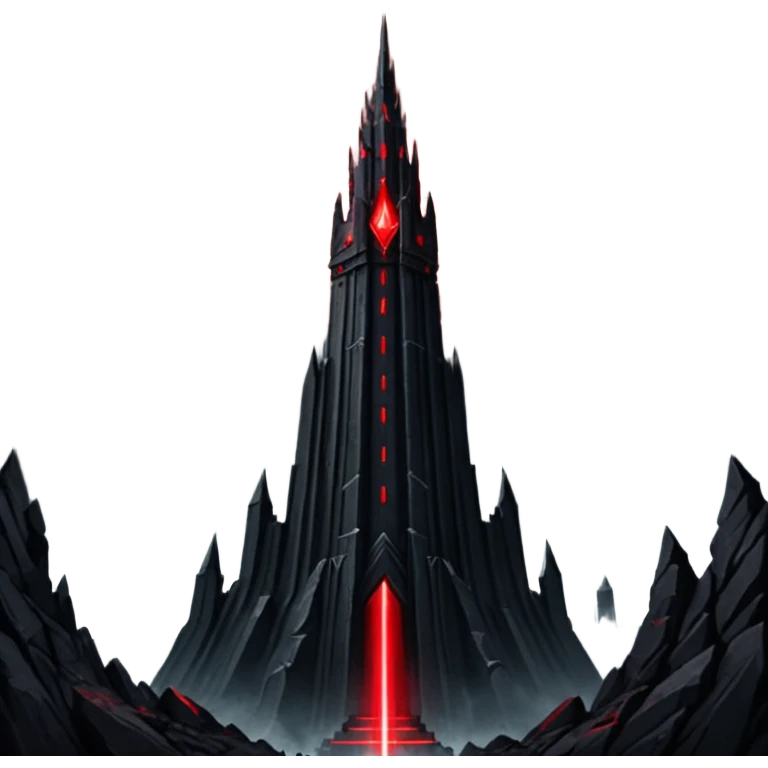 Barad Dúr from Lord of the Rings, Dark, giant Tower, with red laser beams shooting into the sky emoji