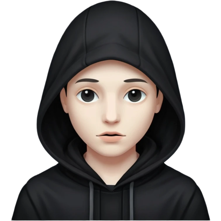 Mysterious Person with a black hood and a dark shadow onto of there face emoji