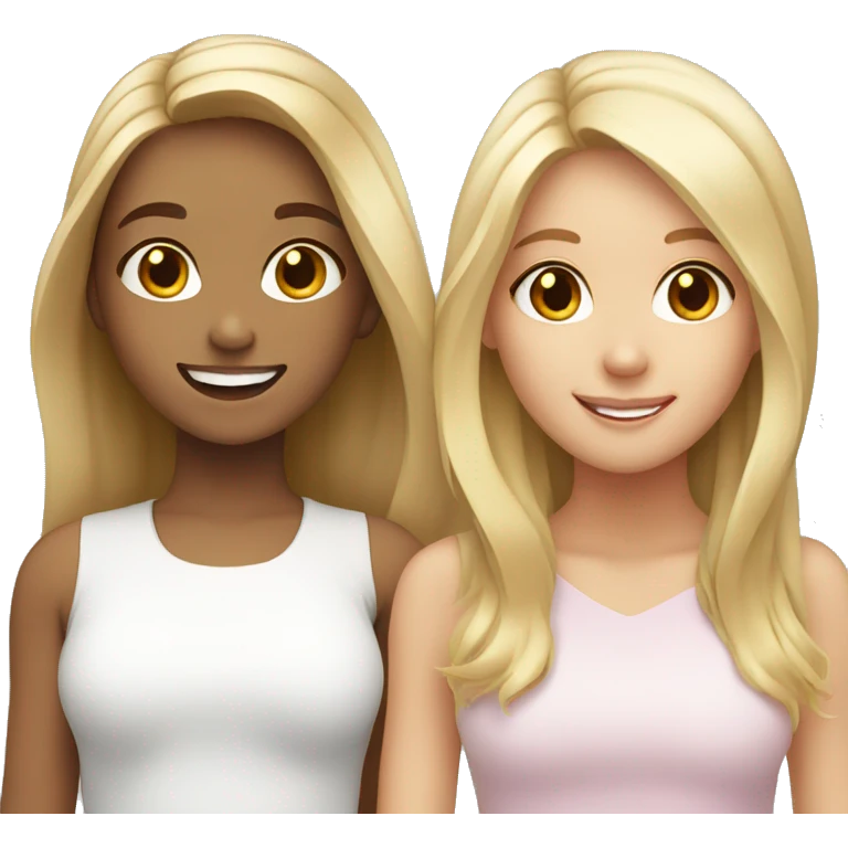 smiling girls with blonde hair girl on left has brown hair emoji