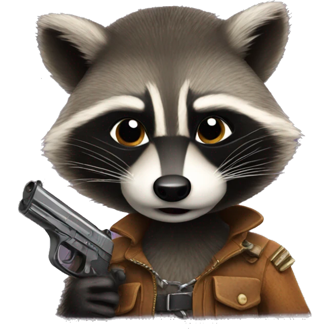 Raccoon with pistol emoji