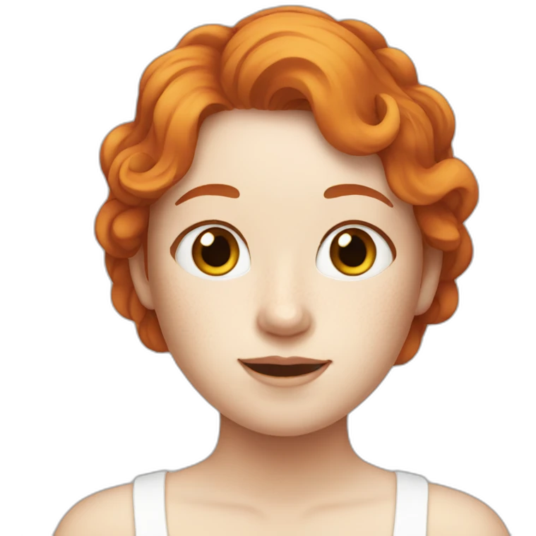 girl with ginger hair and a pale white face and freckles emoji