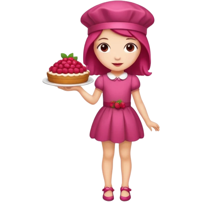 Raspberry torte human full body and legs girl with a raspberry barrette on her head emoji