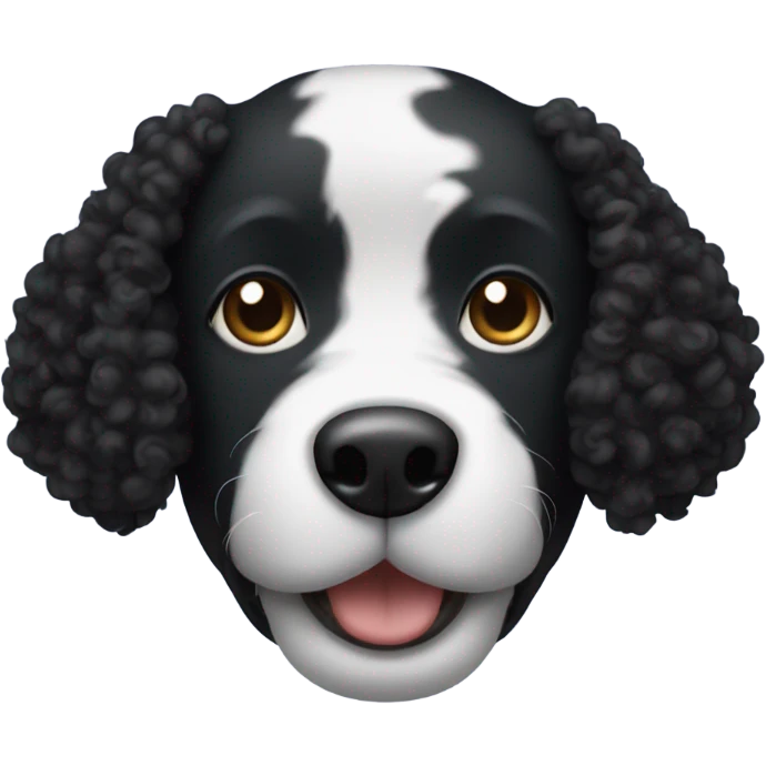 Black curly dog face with white snout  emoji
