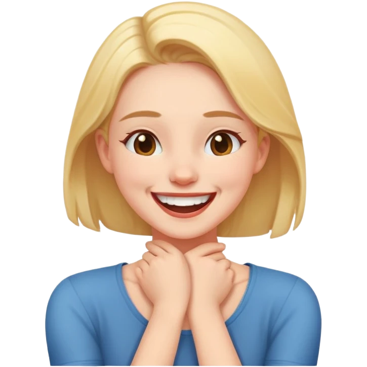 a girl laughing with arms crossed on neck emoji