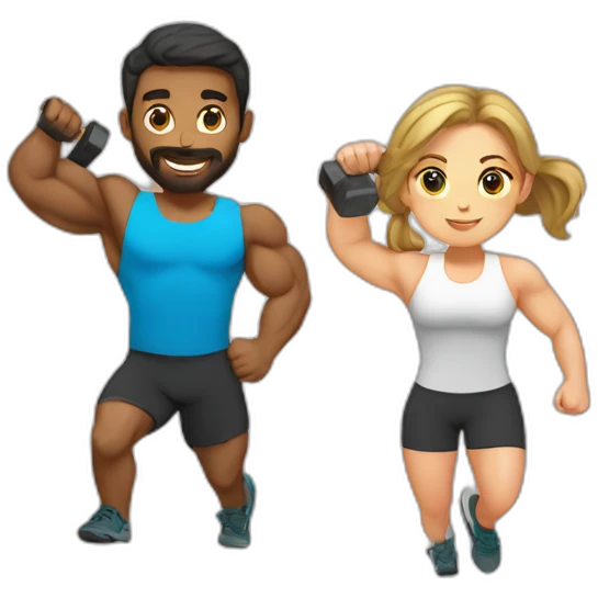 crossfiters man and woman training emoji