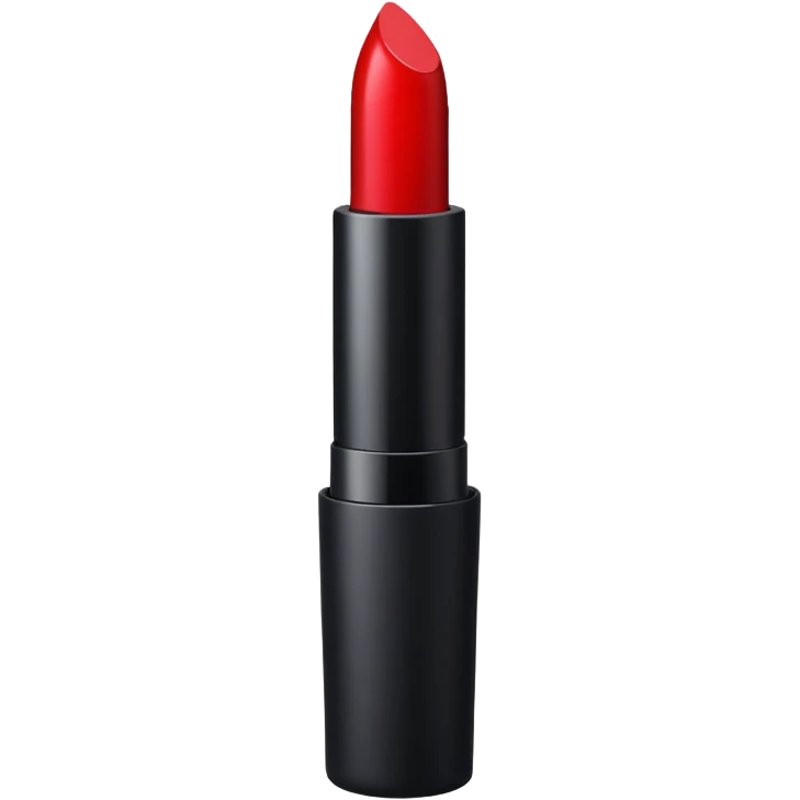 A sleek matte-red lipstick in a black metal tube. emoji