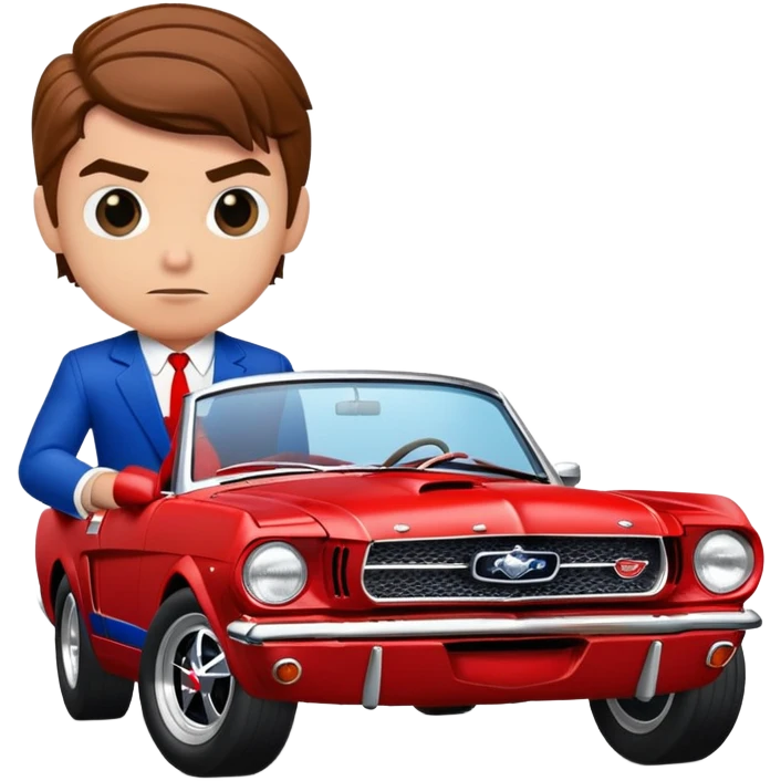 Spider-Man driving a 65 black fastback Mustang emoji