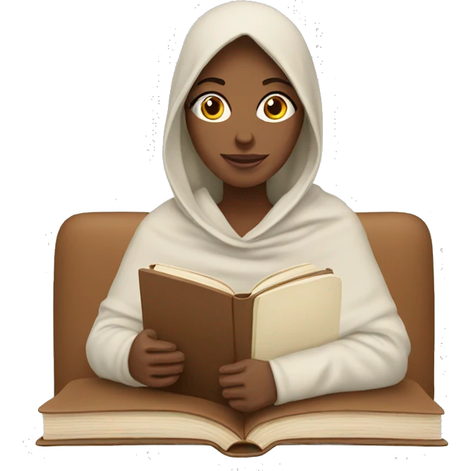 White woman with blanket and brown book emoji