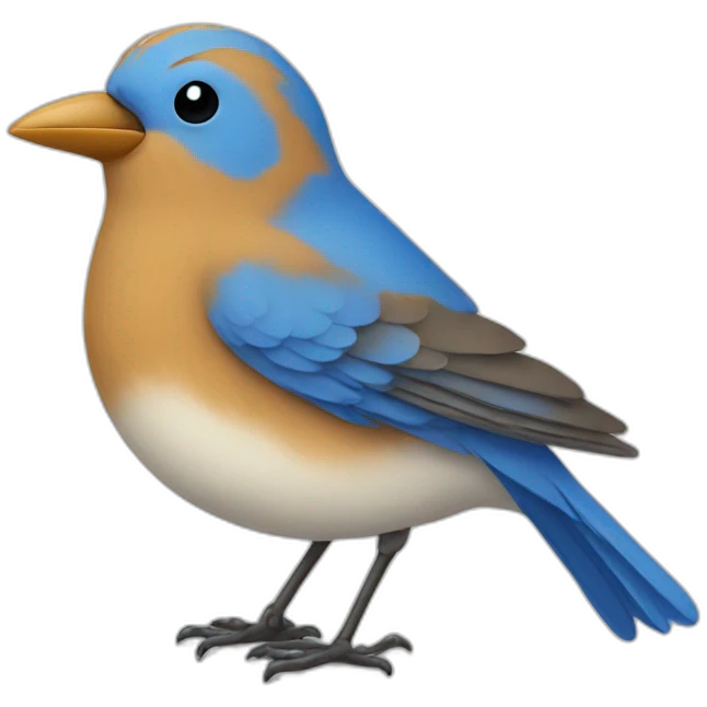 Blue bird with x emoji