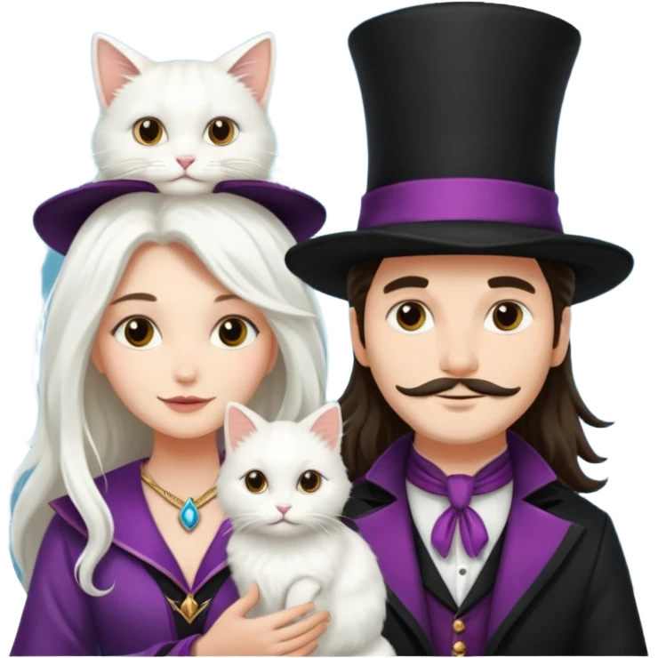 Lonfmagician couple and their pet cat emoji