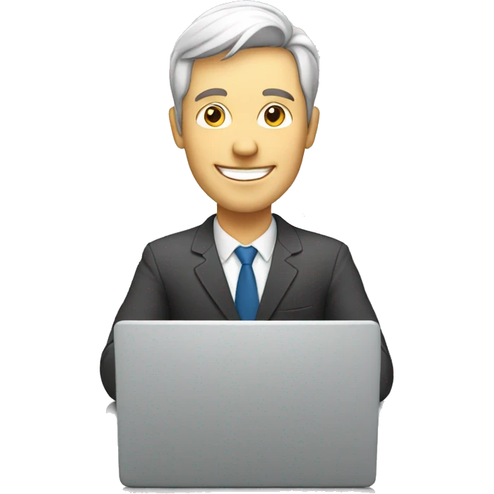 White Happy man working on a Laptop emoji