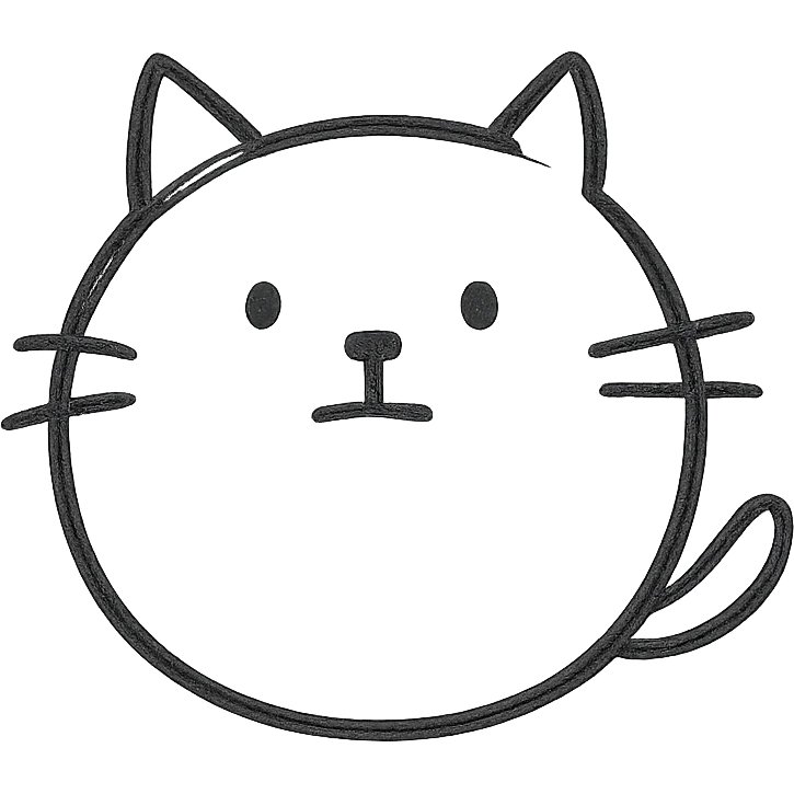 Round cat, neutral expression emoji