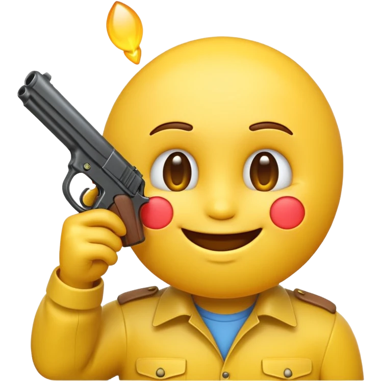 It should look like the standard smiling emoji which is ironically holding a gun pointed to his head/face so that it looks like he wanted to shoot himself ( this is ironically and it should show that i could shoot me in the head because its so embarrassing) emoji