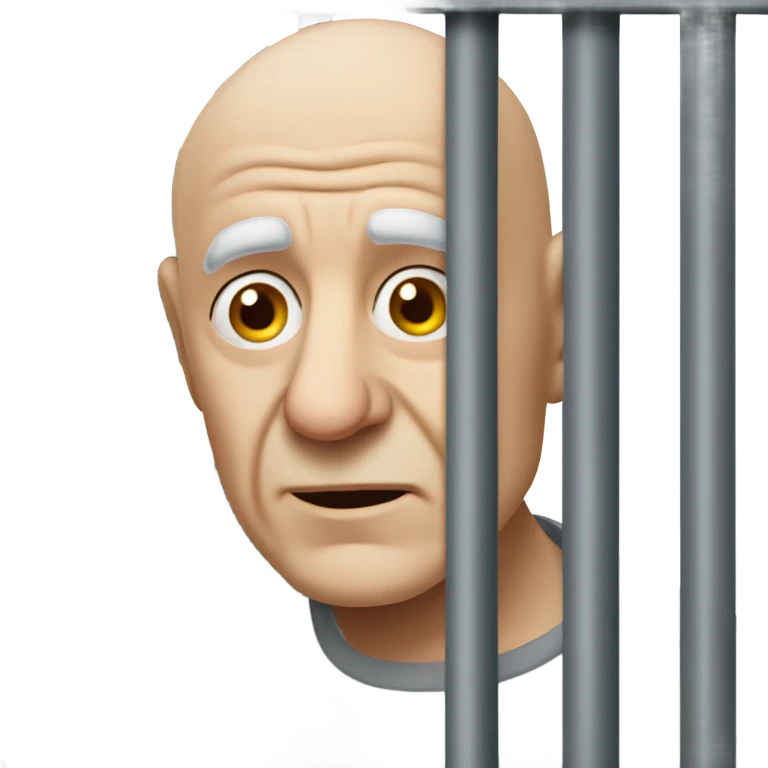 Bald old man behind bars in prison emoji