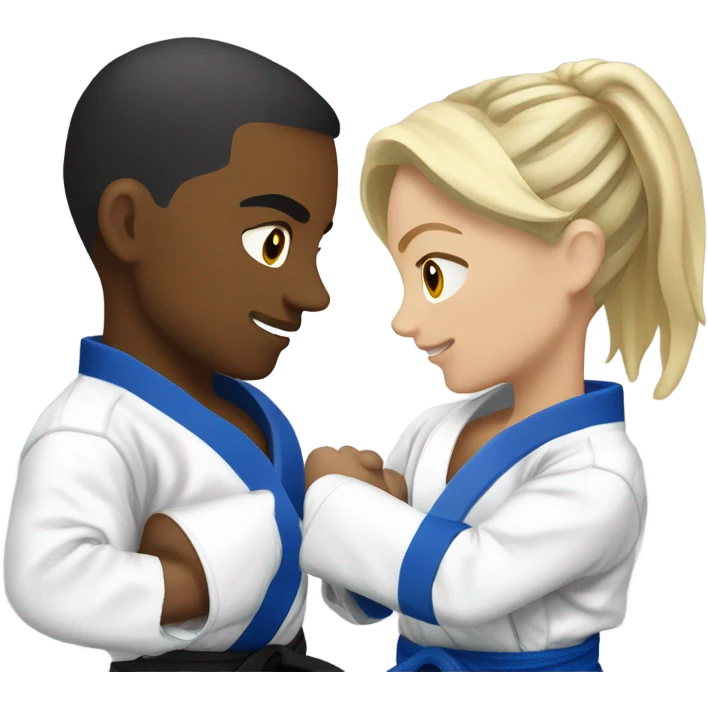 Blonde woman and brunette white man doing Jiu jitsu  emoji