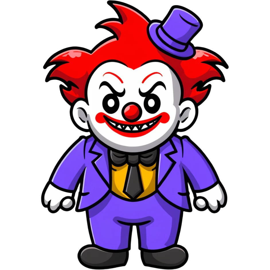 demonic clown wearing a leisure suit with accessories emoji