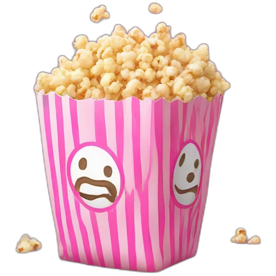 pink popcorn bag with cancel sign emoji