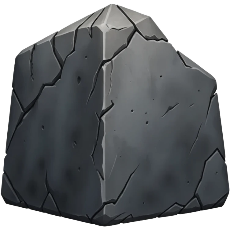 Create a dark gray stone truncated square pyramid, worn, weathered, with rounded edges and realistic rough texture emoji