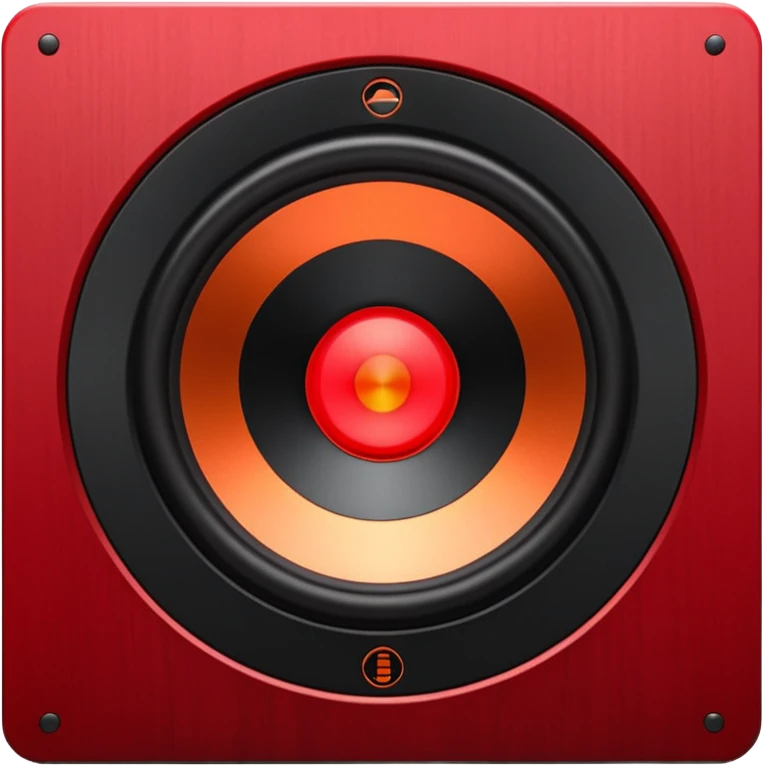 Head: A black KLIPSCH RP-8000F speaker, often represented with a red center or speaker cone.
Core: A small, bright glowing cherry-red circle representing his core.
Body & Armor: Primarily black armor plating with bright red accents or flames. emoji