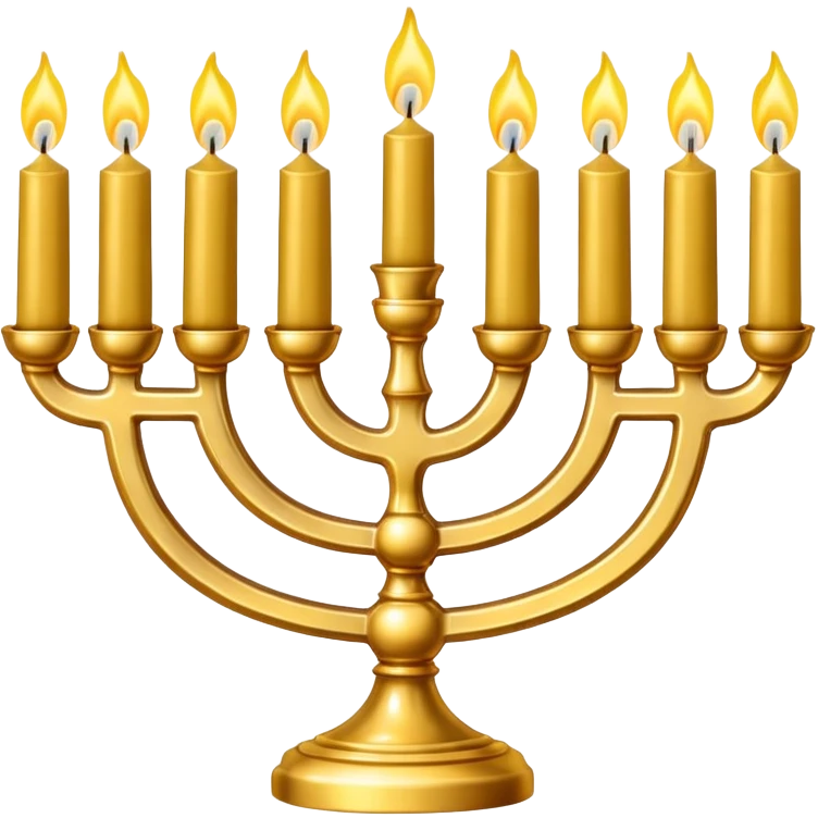 Gold Menorah with 3 candles on the left and right sides emoji