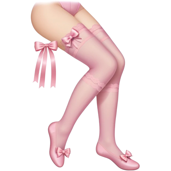 light pink laced stockings with bow emoji