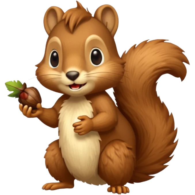 saber-toothed squirrel character with acorn, full body emoji