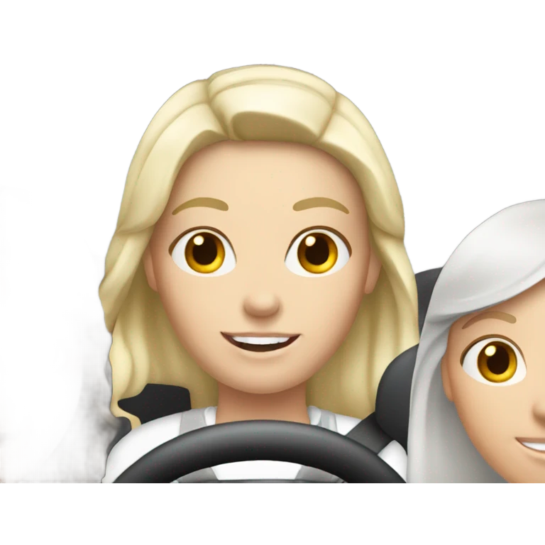 3 white girls driving  emoji