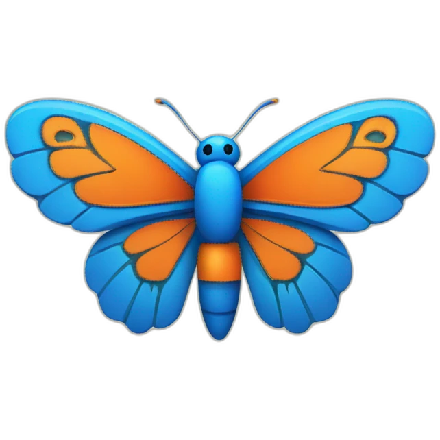 6 Tiki with colors blue and orange-butterfly emoji