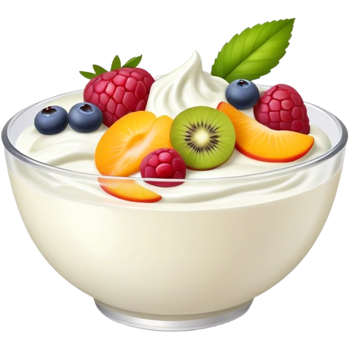 Yoghurt with fruits in bowl  emoji