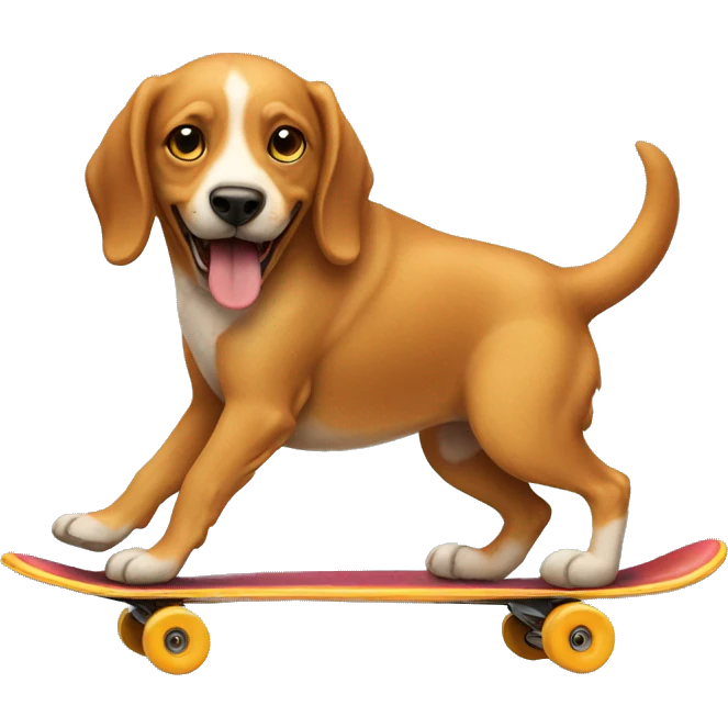 Dog on a skateboard eating a hotdog emoji