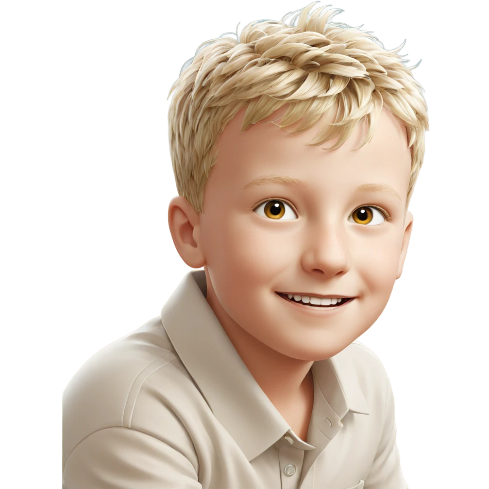 smiling boy in white shirt emoji
