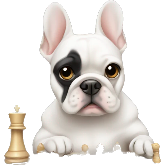 Frenchie playing chess emoji
