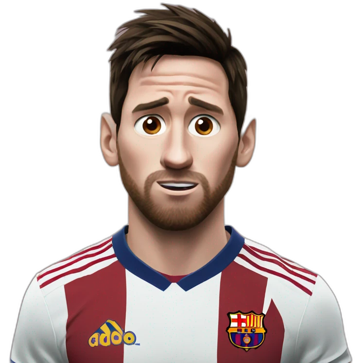 Messi with fear face emoji