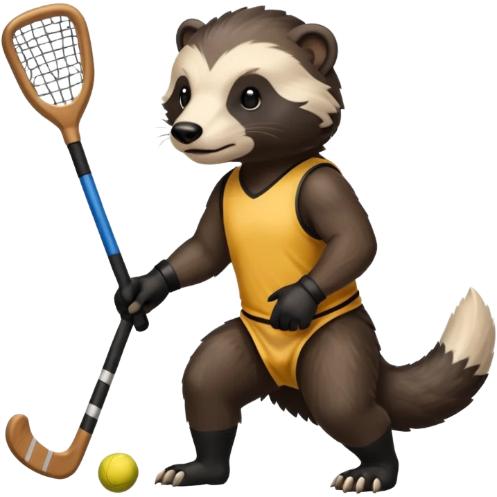 Honey badger playing feild hockey emoji