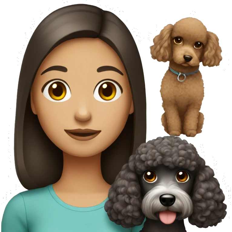 Brunette girl with poodle emoji