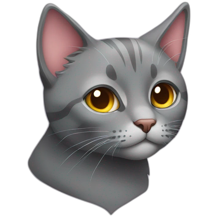 grey cat with big heart emoji