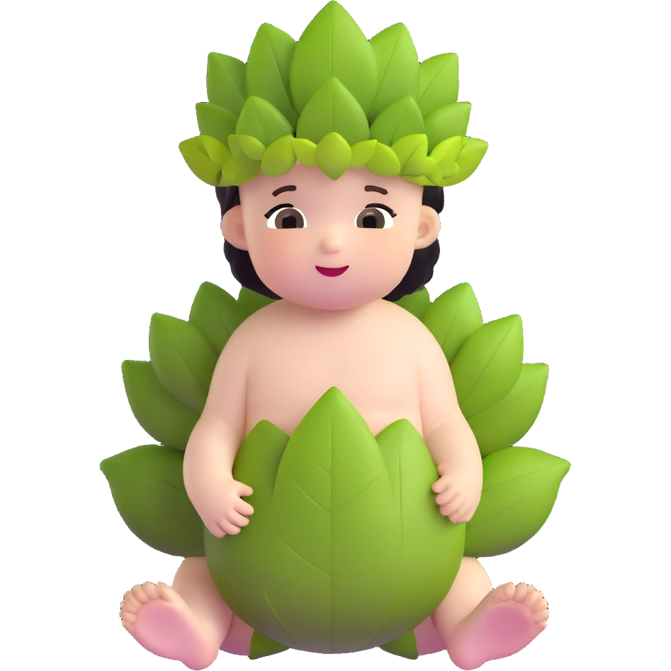 cute baby Bacchus with grape leaf crown emoji
