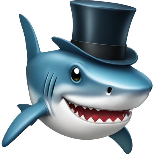 Shark with a top hat with it pooping emoji
