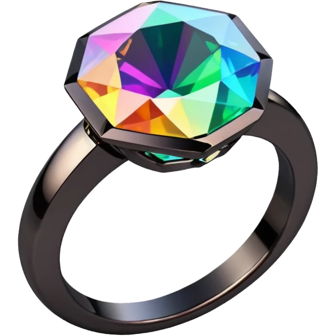 Multichrome coloringshifting 3D diamond, Black chrome ring
 emoji