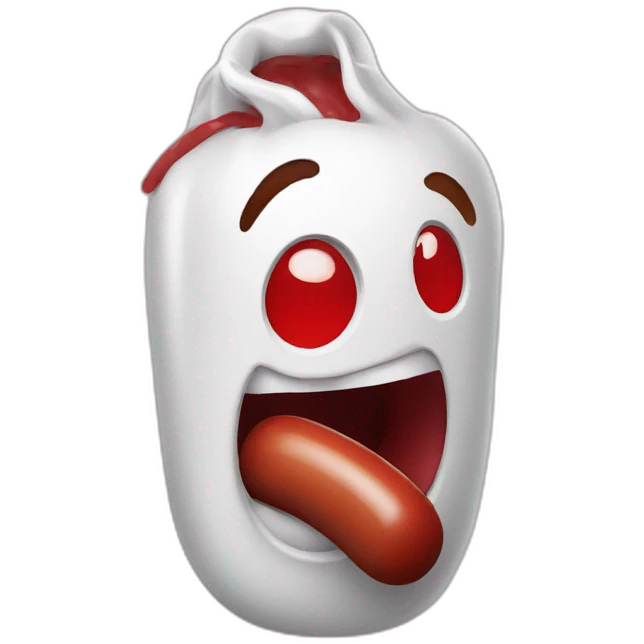 Having a red sausssage with mouth open emoji