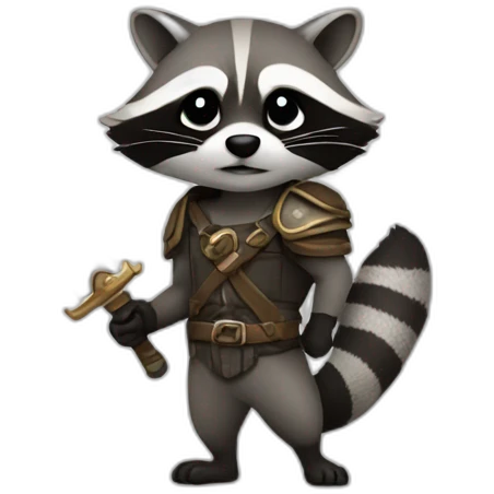 A raccoon holding a sword emoji