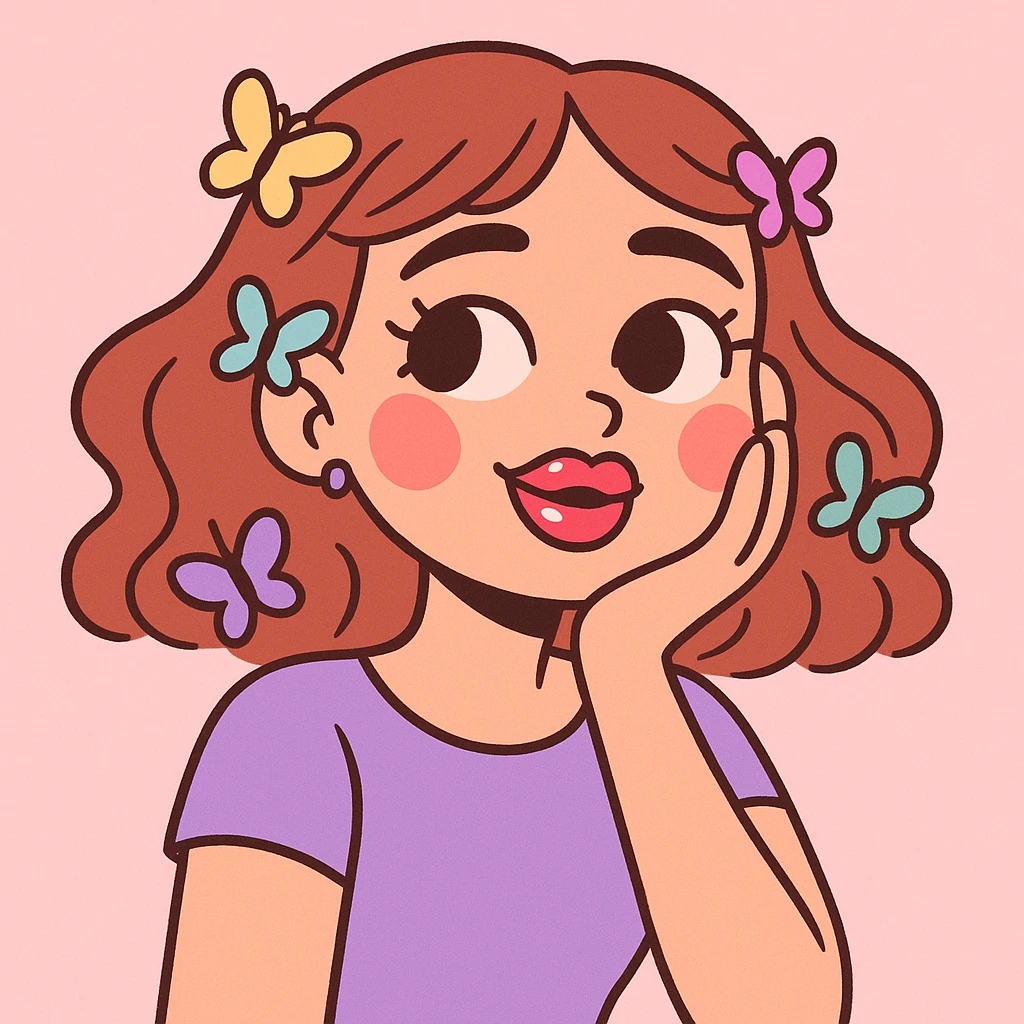 girly pop pinterest vibe, butterfly clips, glossy lips, dreamy, light pink background emoji