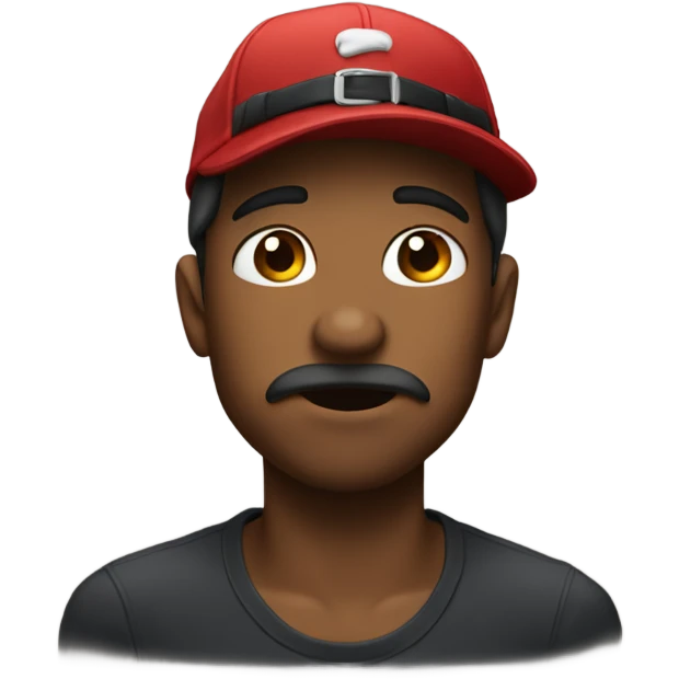guy biting his lip while squinting his eyes with a backwards hat emoji
