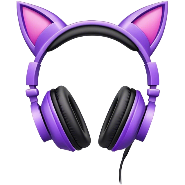 purple gaming headphones with cat ears emoji