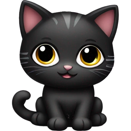 Pretty, cute black Kitty with eyelashes and heart necklace  emoji