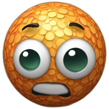 3d sphere with a cartoon tnt texture with big stupid eyes emoji
